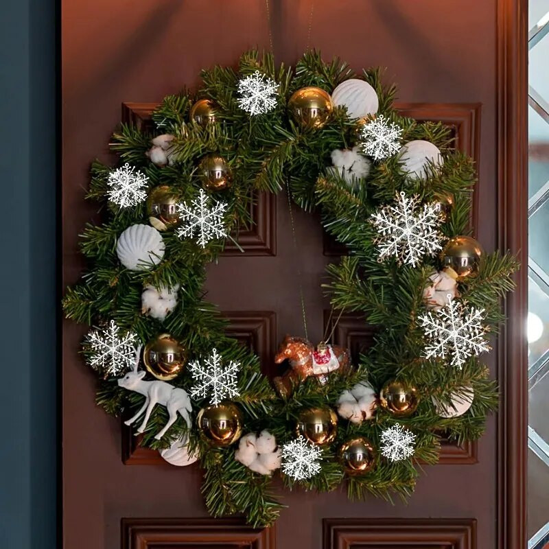 30db karácsonyi hópelyhek díszek karácsonyfára lógó fehér hópehely dekoráció barkácsolás újévi füzérek otthoni dekoráció 2024