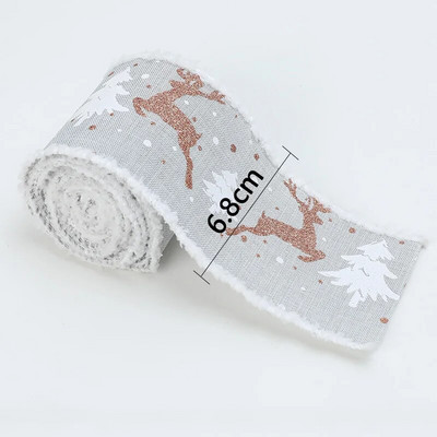 2 m/tekercs karácsonyi szalagok szövet jávorszarvas karácsonyfa nyomat vezetékes éllel DIY karácsonyi ajándékcsomagoló szalag koszorú masni díszítéssel