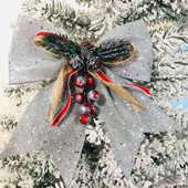 Bowknot lankas kalėdiniai papuošalai medžio blizgučiai amatų lankai Kalėdų vainikas girlianda Žiemos kaimiškos šventės mini dekoratyvinė juostelė blizganti