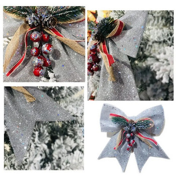 Bowknot Φιόγκος Χριστουγεννιάτικα στολίδια Tree Glitter Craft Φιόγκοι Χριστουγεννιάτικο στεφάνι γιρλάντα Winter Rustic Holiday Mini Διακοσμητική Κορδέλα Γυαλιστερή