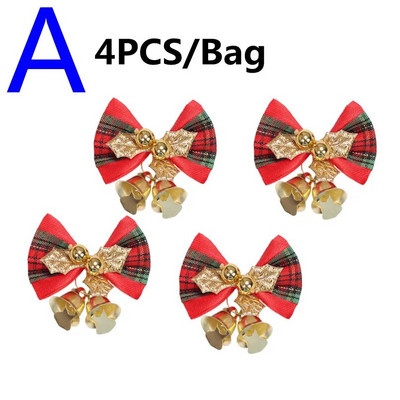 4PCS Mašna za božićno drvce Božićni ukrasi Zvono 4 vrste Mix Mašne za kućni vrt Božićna/svadbena dekoracija Mašna