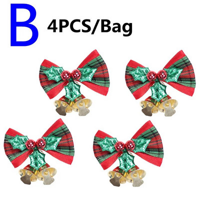 4PCS Mašna za božićno drvce Božićni ukrasi Zvono 4 vrste Mix Mašne za kućni vrt Božićna/svadbena dekoracija Mašna