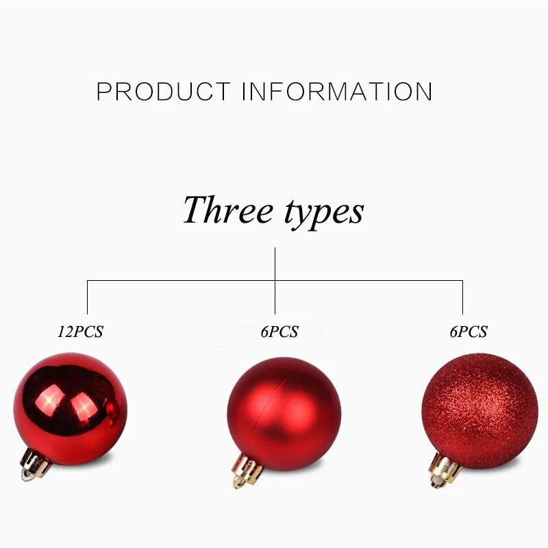 24Pcs 3cm kuglice za božićno drvce Svjetlucava kuglica Viseća kuglica Kućna zabava Božićna mala kuglica Navidad Ornament Decor