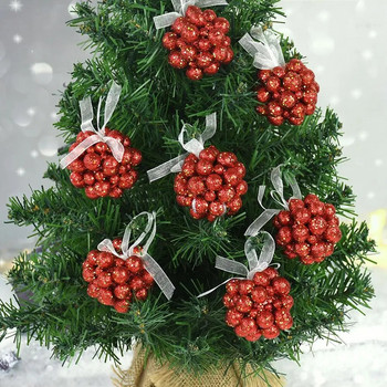 5 τμχ Glitter Χριστουγεννιάτικη Μπάλα Κόκκινο Χρυσό Λευκό Χριστουγεννιάτικο Δέντρο Κρεμαστό αφρό Berries Κρεμαστό κόσμημα ψεύτικο φρούτο Δώρο Πρωτοχρονιάς Navidad