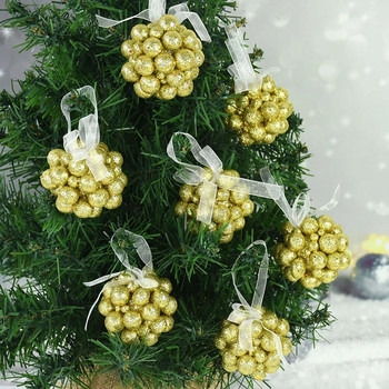 5 бр. Блестяща коледна топка Червено злато, бяло Коледно дърво, висяща пяна, горски плодове, топка, висулка, фалшив плодов орнамент, подарък за Нова година Navidad