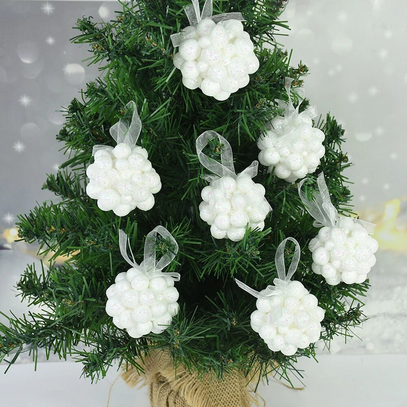 5 komada svjetlucave božićne kuglice, crvenog zlata, bijelog božićnog drvca, viseće kuglice od pjenaste bobice, privjesak od lažnog voća, novogodišnji poklon Navidad