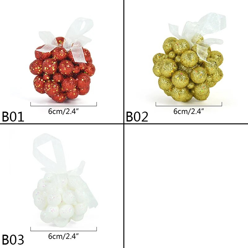 5 komada svjetlucave božićne kuglice, crvenog zlata, bijelog božićnog drvca, viseće kuglice od pjenaste bobice, privjesak od lažnog voća, novogodišnji poklon Navidad