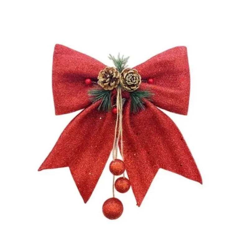 Didelis raudonas auksas putojantis blizgantis kalėdinis kaspinas lankelis Kalėdų eglutės papuošimas rankų darbo kalėdinis papuošalas