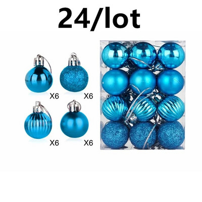 Dekors, 24 gab. Koku dekorēšanas bumbiņas, Ziemassvētku ballītes piekarināms kulons 30 mm Ziemassvētku eglīšu bumbiņas piekarināmais rotājums mājas ballītei