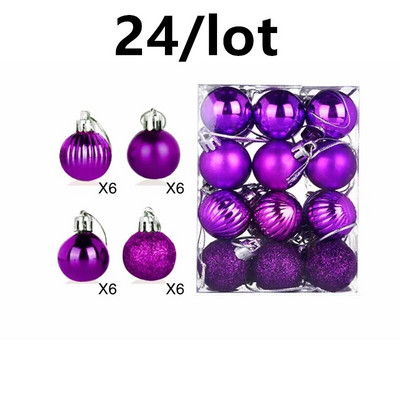 Dekors, 24 gab. Koku dekorēšanas bumbiņas, Ziemassvētku ballītes piekarināms kulons 30 mm Ziemassvētku eglīšu bumbiņas piekarināmais rotājums mājas ballītei