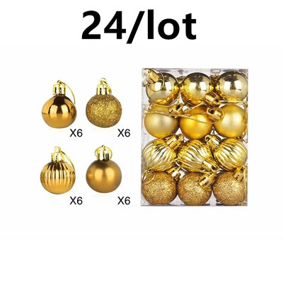 Dekors, 24 gab. Koku dekorēšanas bumbiņas, Ziemassvētku ballītes piekarināms kulons 30 mm Ziemassvētku eglīšu bumbiņas piekarināmais rotājums mājas ballītei