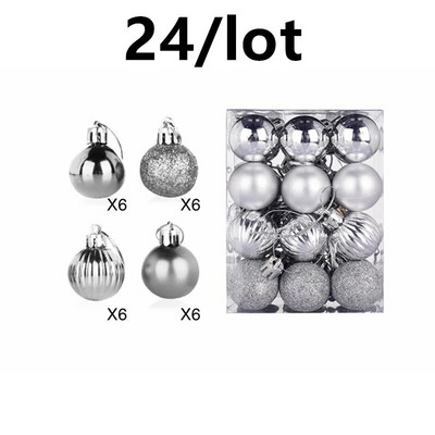 Dekors, 24 gab. Koku dekorēšanas bumbiņas, Ziemassvētku ballītes piekarināms kulons 30 mm Ziemassvētku eglīšu bumbiņas piekarināmais rotājums mājas ballītei