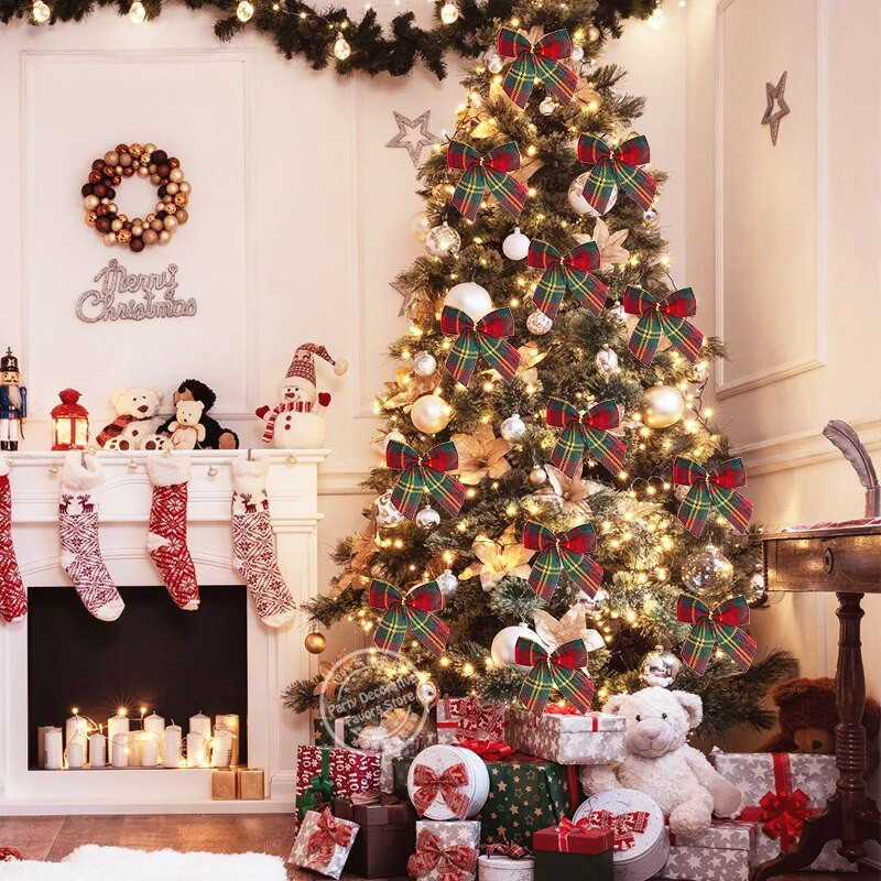 10/20 komada Božićne mašne Božićno drvce Viseći ukrasi Ukrasi za dom Diy vijenac Mašna Noel Navidad 2024. Novogodišnji poklon omot