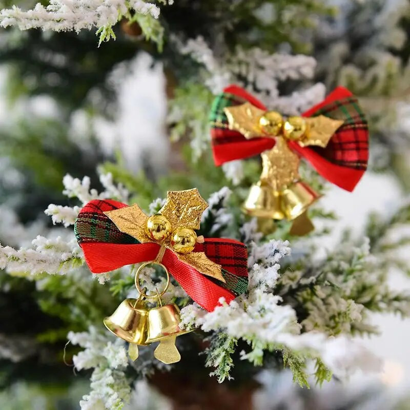 6/12 tk. jõulupuu kellukestega jõulupuu kaunistus, väike vibu kaunistus, meisterdamine vibu käsitööna uusaasta kaunistuste tarvikud