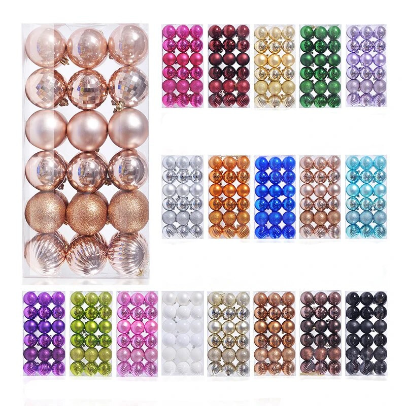 4cm 36kom svjetlucave božićne kuglice ružičasto zlatno crveno božićno drvce viseće kuglice privjesci Božićni ukrasi za dom Nova godina 2023 Navidad