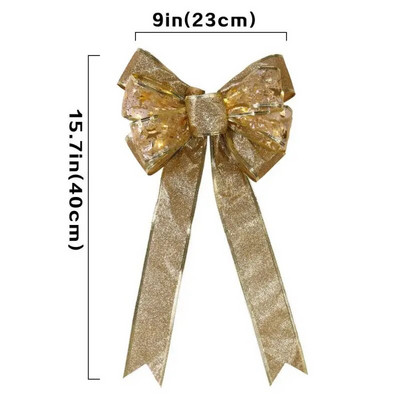 LED mašne Božićni ukrasi Velika žičana mašna od tkanine s LED svjetlima za DIY vijence Božićno drvce Zamatanje darova