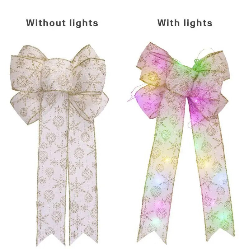 LED mašne Božićni ukrasi Velika žičana mašna od tkanine s LED svjetlima za DIY vijence Božićno drvce Zamatanje darova