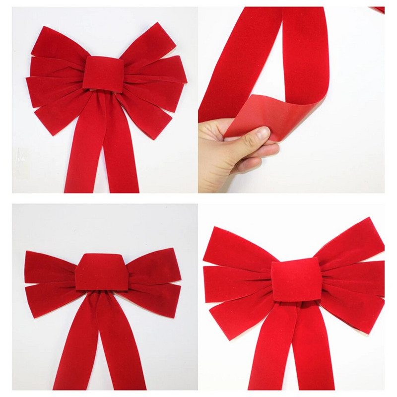 2 gab. Ziemassvētku dekoratīvais bantītis, Ziemassvētku eglītes rotājums 2024. gada Jaungada vakara rotājumi, ar rokām darināti dāvanu loki