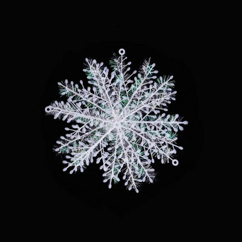 Украса за коледна елха Снежинки 6 см-18 см Бяла пластмаса Изкуствен сняг Декорации за дома 2020 Честита Нова Година Консумативи за парти