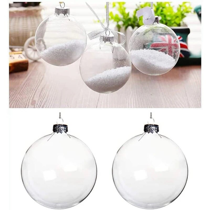Ziemassvētku caurspīdīga bumba tukša plastmasas Ziemassvētku eglīšu balles festivāla piekaramā bumba, lai aizpildītu piekaramo kulonu ballītes dekorāciju