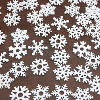 (50 бр.) Дървени снежинки с бяла смесена форма Коледни орнаменти Висулки Новогодишни декорации за дома