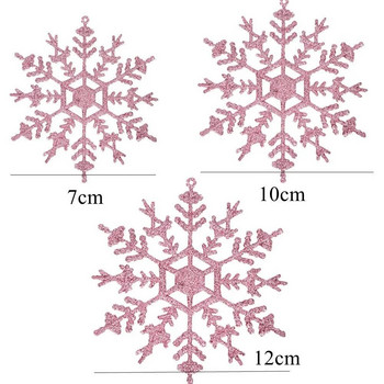 6PCS 7/10/12cm Bling Snowflake Коледно цветно дърво Висящи снежинки за Направи си сам подаръци Опаковане Доставки Коледна елха Декорация