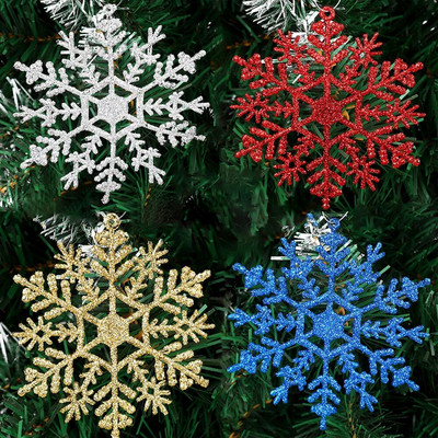 6 ΤΕΜ. 7/10/12cm Bling Snowflake Χριστουγεννιάτικες πολύχρωμες νιφάδες χιονιού κρεμαστά δέντρο για DIY Δώρα Συσκευασίας Προμήθειες Χριστουγεννιάτικου Δέντρου