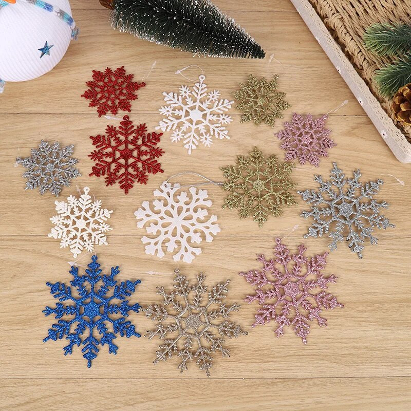 6 DB 7/10/12 cm Bling hópehely karácsonyi színes fára függő hópelyhek barkácsoláshoz ajándékcsomagoláshoz kellékek karácsonyfa díszítéshez