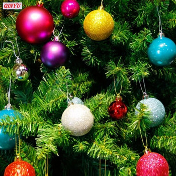 Мини цветни пластмасови коледни топки, безделници, висящи декорации за коледно дърво за домашно парти, 24 бр. 30 мм 6zHH181