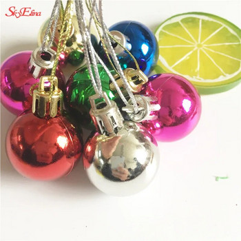 Мини цветни пластмасови коледни топки, безделници, висящи декорации за коледно дърво за домашно парти, 24 бр. 30 мм 6zHH181