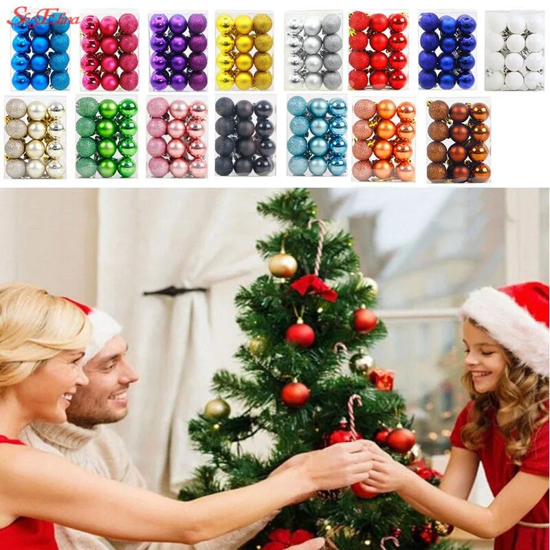 Mini šarene plastične božićne kuglice kuglice viseći ukrasi za božićno drvce za kućnu zabavu 24 komada 30 mm 6zHH181