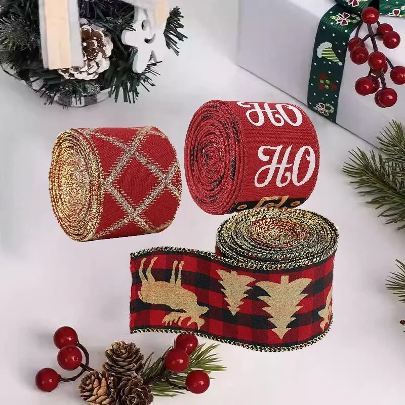 2 M Ziemassvētku loki, sniegpārsliņu siksnas, Ziemassvētku vakara rotājumi, apdrukāti rupjš audekls ar diegu vītnes dāvanu loku ballītei DIY amatniecībai