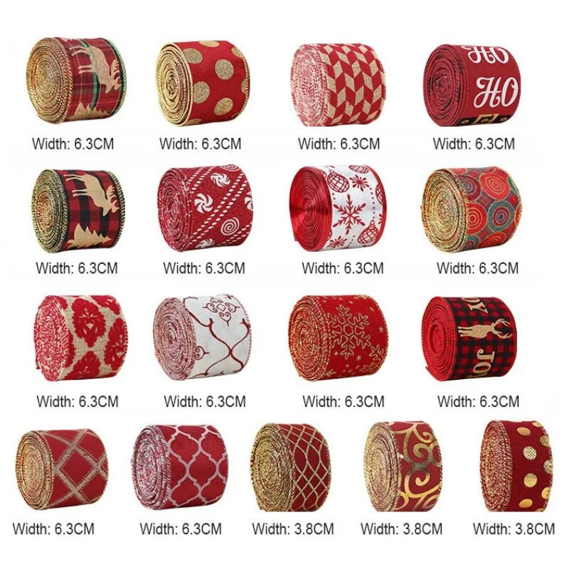 2 M Ziemassvētku loki, sniegpārsliņu siksnas, Ziemassvētku vakara rotājumi, apdrukāti rupjš audekls ar diegu vītnes dāvanu loku ballītei DIY amatniecībai