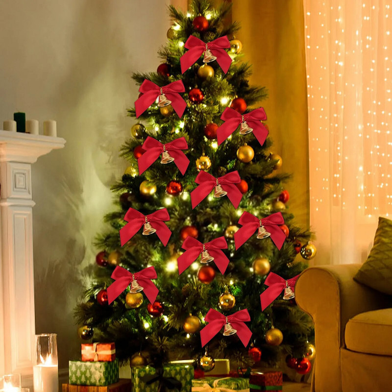 Ziemassvētku zelta zvans sarkans bantiņš Ziemassvētku rotājums bantiņš Ziemassvētku sarkanais bants Ziemassvētku eglītes ornaments новый год Navidad 2023 Natal
