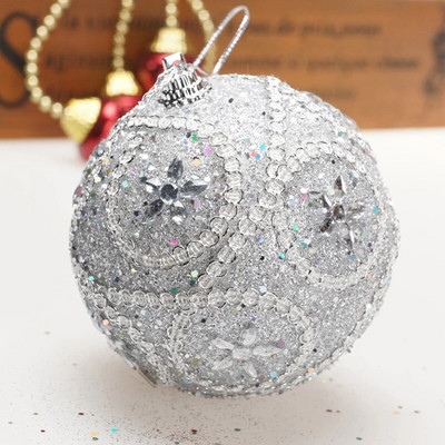 8 cm Ziemassvētku bumbu putu sequins kulons āra krāsainu pērļu piekārts rotājums Ziemassvētku eglītes šarms ballītes dekors