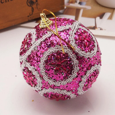 8 cm Ziemassvētku bumbu putu sequins kulons āra krāsainu pērļu piekārts rotājums Ziemassvētku eglītes šarms ballītes dekors