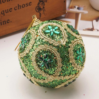 8 cm Ziemassvētku bumbu putu sequins kulons āra krāsainu pērļu piekārts rotājums Ziemassvētku eglītes šarms ballītes dekors