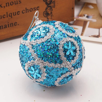 8 cm Ziemassvētku bumbu putu sequins kulons āra krāsainu pērļu piekārts rotājums Ziemassvētku eglītes šarms ballītes dekors