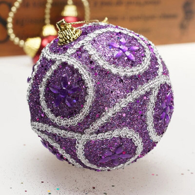 8 cm Ziemassvētku bumbu putu sequins kulons āra krāsainu pērļu piekārts rotājums Ziemassvētku eglītes šarms ballītes dekors