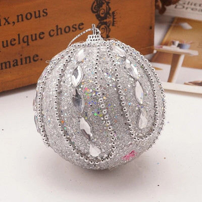 8 cm Ziemassvētku bumbu putu sequins kulons āra krāsainu pērļu piekārts rotājums Ziemassvētku eglītes šarms ballītes dekors