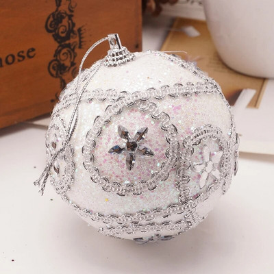 8 cm Ziemassvētku bumbu putu sequins kulons āra krāsainu pērļu piekārts rotājums Ziemassvētku eglītes šarms ballītes dekors