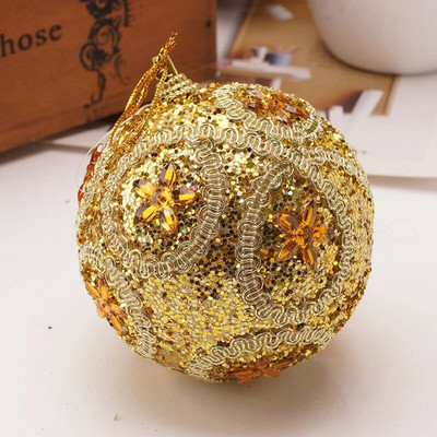 8 cm Ziemassvētku bumbu putu sequins kulons āra krāsainu pērļu piekārts rotājums Ziemassvētku eglītes šarms ballītes dekors