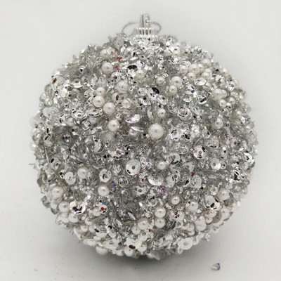 8 cm Ziemassvētku bumbu putu sequins kulons āra krāsainu pērļu piekārts rotājums Ziemassvētku eglītes šarms ballītes dekors