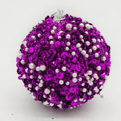 8 cm Ziemassvētku bumbu putu sequins kulons āra krāsainu pērļu piekārts rotājums Ziemassvētku eglītes šarms ballītes dekors