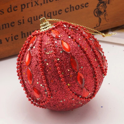 8 cm Ziemassvētku bumbu putu sequins kulons āra krāsainu pērļu piekārts rotājums Ziemassvētku eglītes šarms ballītes dekors