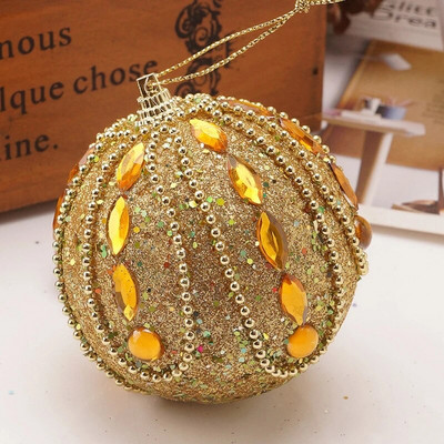 8 cm Ziemassvētku bumbu putu sequins kulons āra krāsainu pērļu piekārts rotājums Ziemassvētku eglītes šarms ballītes dekors