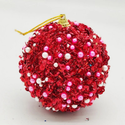 8 cm Ziemassvētku bumbu putu sequins kulons āra krāsainu pērļu piekārts rotājums Ziemassvētku eglītes šarms ballītes dekors