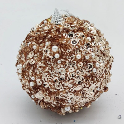 8 cm Ziemassvētku bumbu putu sequins kulons āra krāsainu pērļu piekārts rotājums Ziemassvētku eglītes šarms ballītes dekors