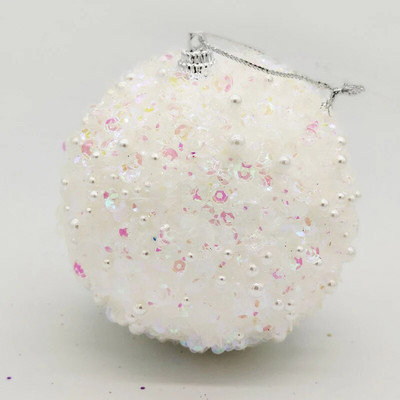 8 cm Ziemassvētku bumbu putu sequins kulons āra krāsainu pērļu piekārts rotājums Ziemassvētku eglītes šarms ballītes dekors