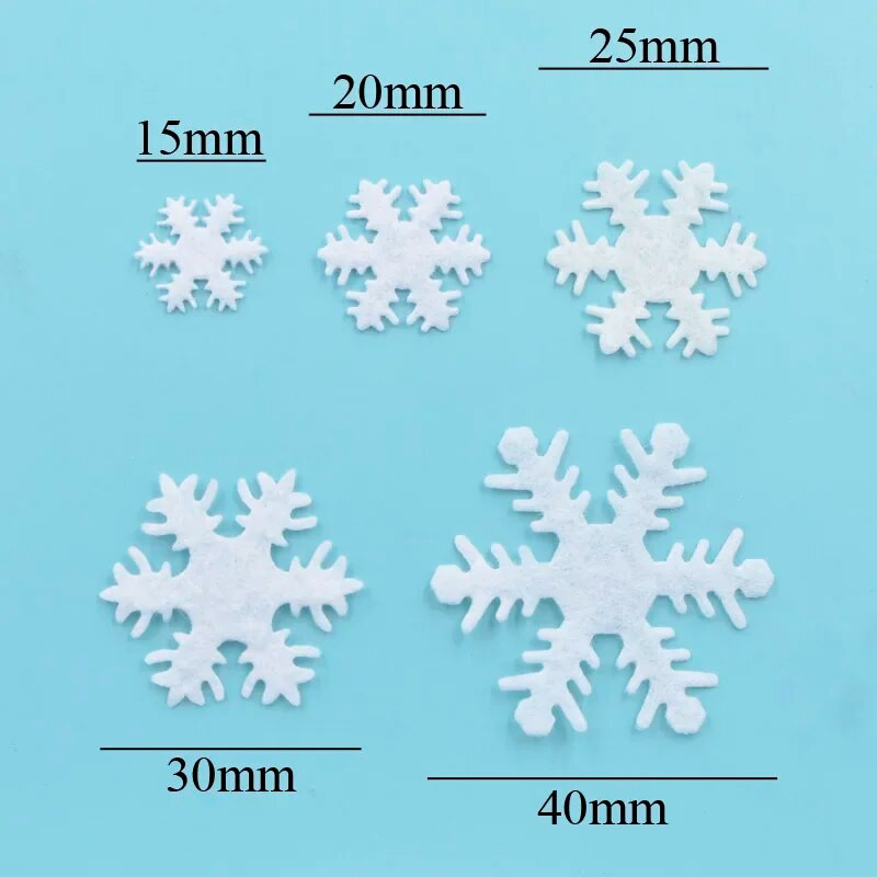 15/20/25/30/40 mm baltas neaustas sniegpārslu aplikācijas kāzām/ballītēm/Ziemassvētku dekoriem, koku rotājumiem, rokdarbiem, DIY aksesuāri